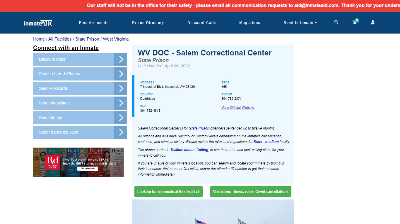 WV DOC - Salem Correctional Center - InmateAid