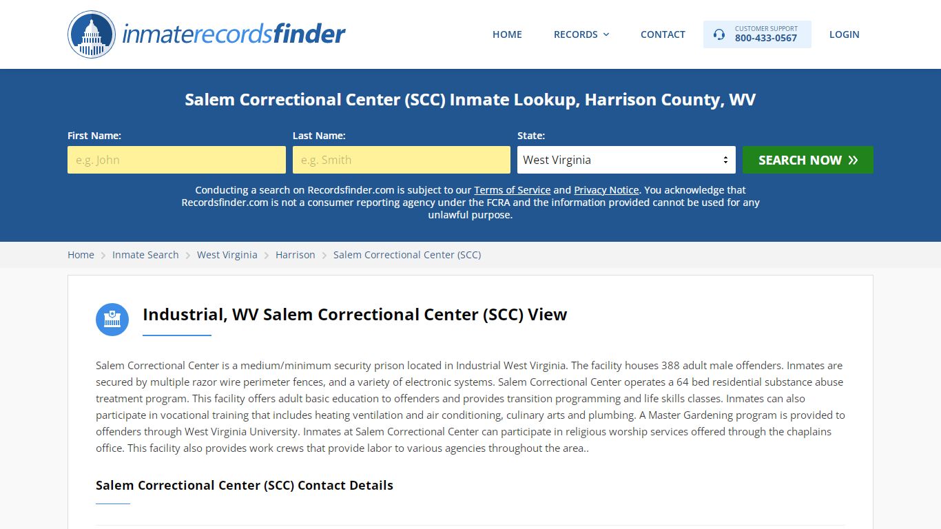 Salem Correctional Center (SCC) Roster & Inmate Search, Harrison County ...